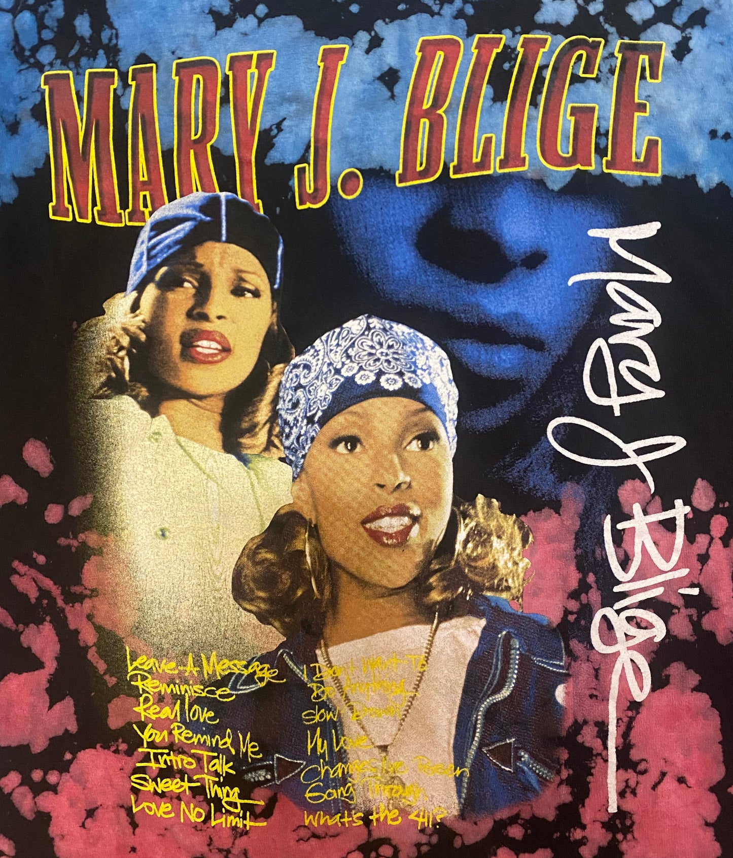 Mary J. Blige Shirt Men's Small Black Tie Dye Front & Back Short Sleeve Tee. US $22.34