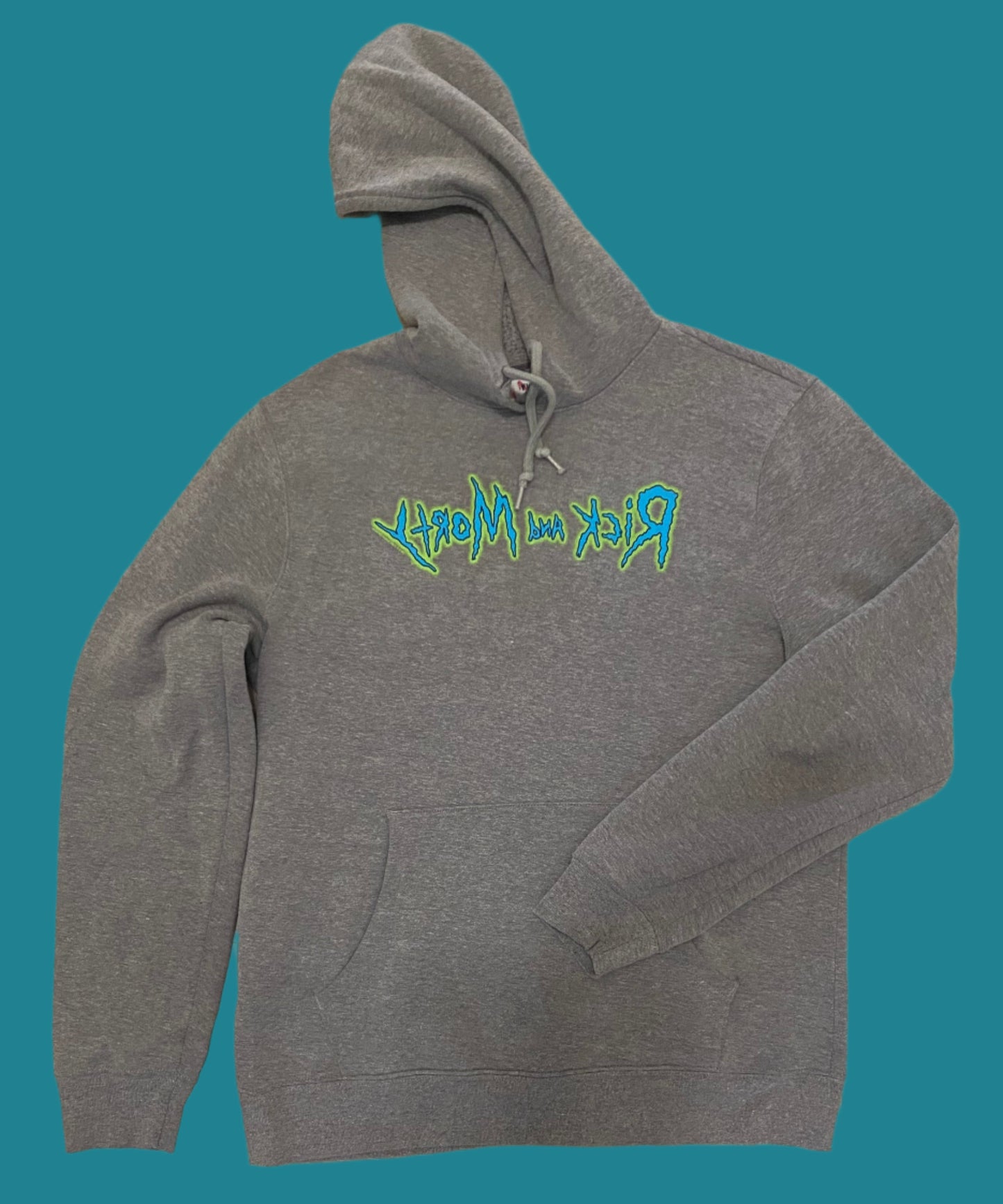 Rick And Morty Large Black T-Shirt & Larger Grey Hoodie Men's Large Adult Swim 2N1