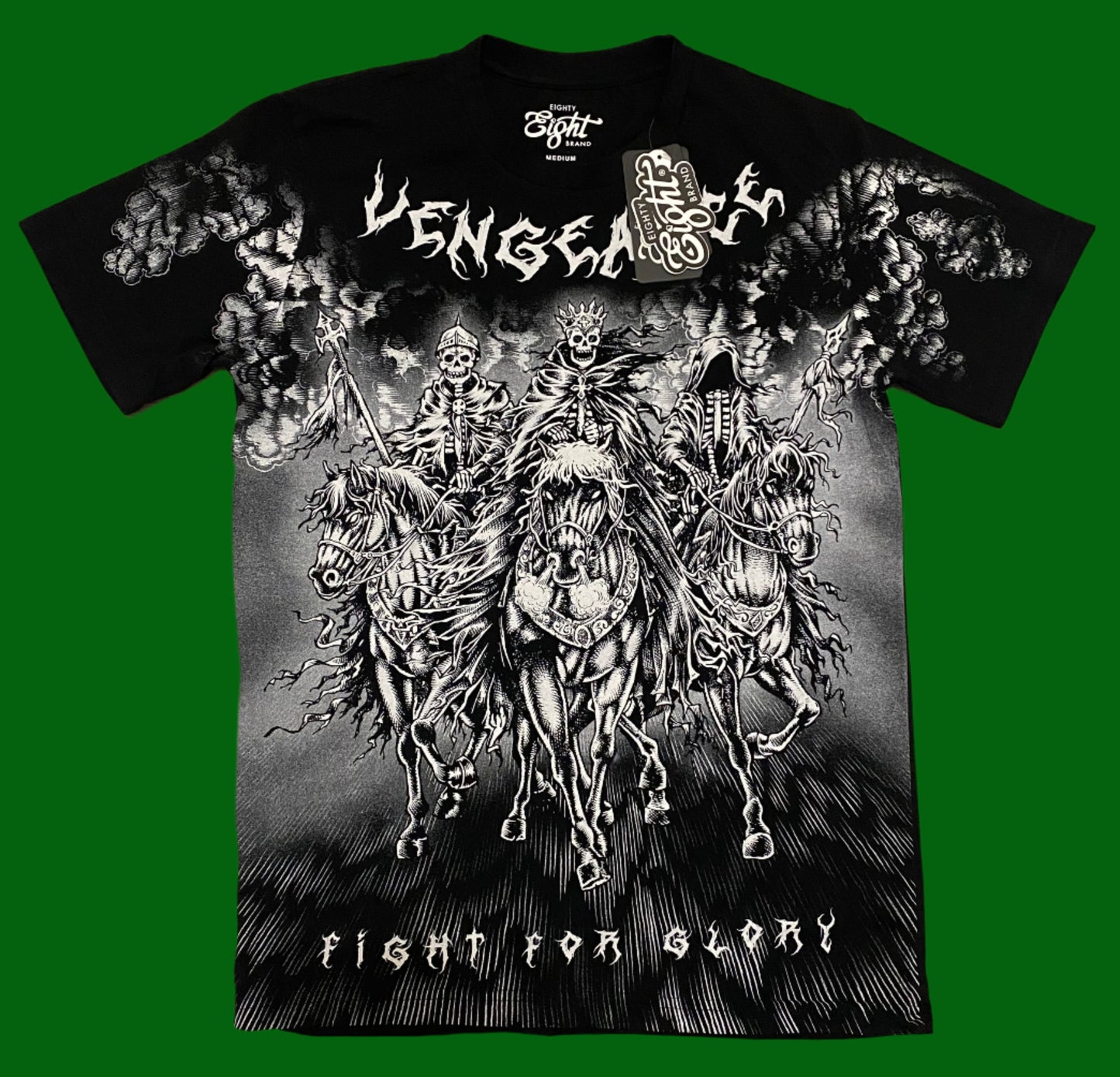 Eighty Eight Brand Medium T-Shirt & Medium Shorts Men's Black skull vengeance 2N1