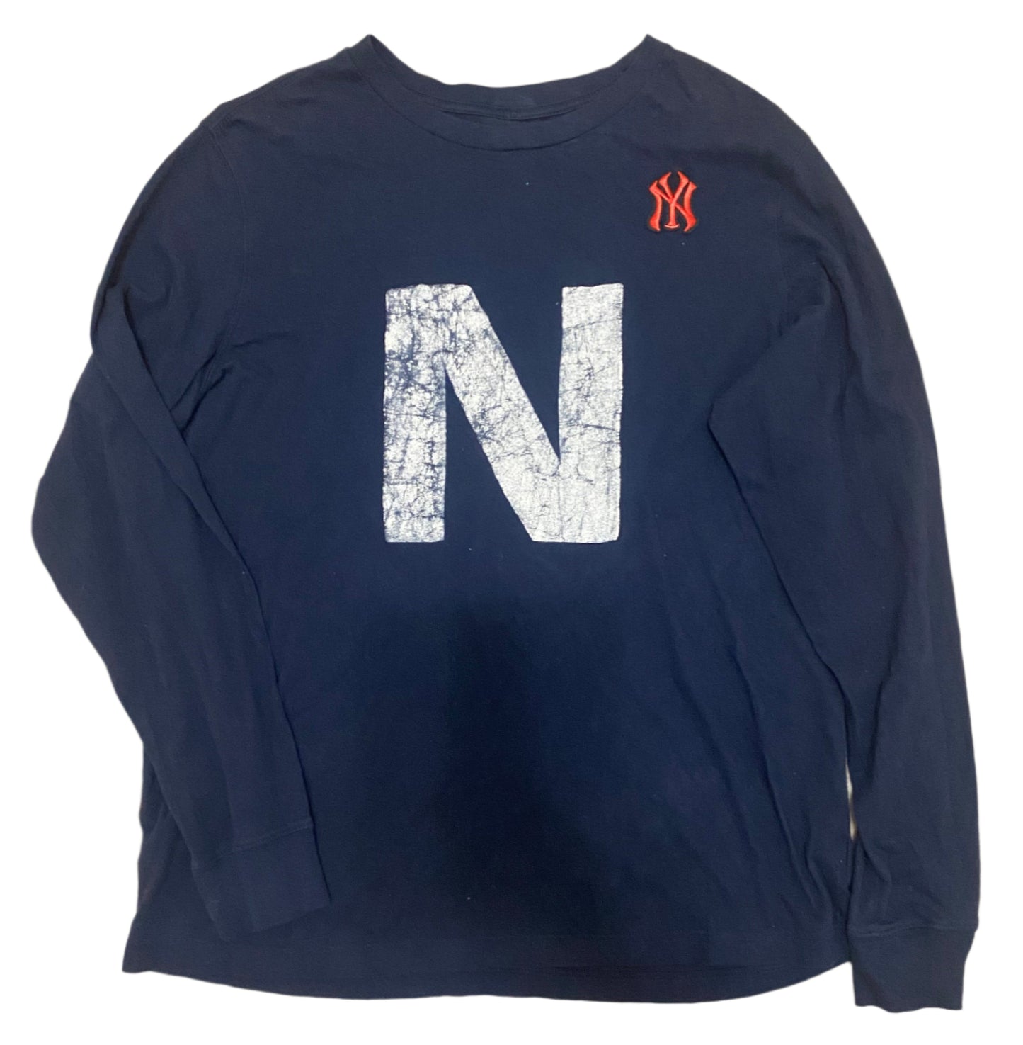 George New YORK Men's Long Sleeve Crew Neck Tee Shirt Extra Large Navy Blue