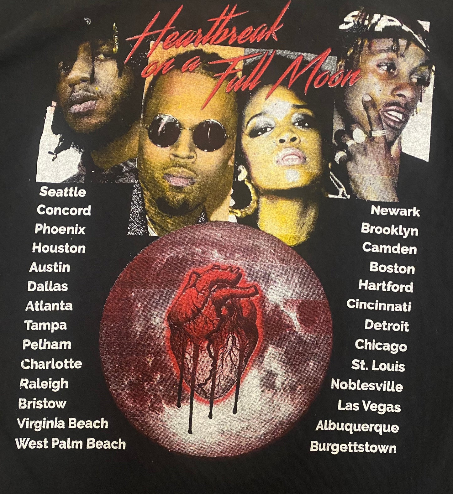 CHRIS BROWN HEARTBREAK ON A FULL MOON TOUR T-Shirt Large