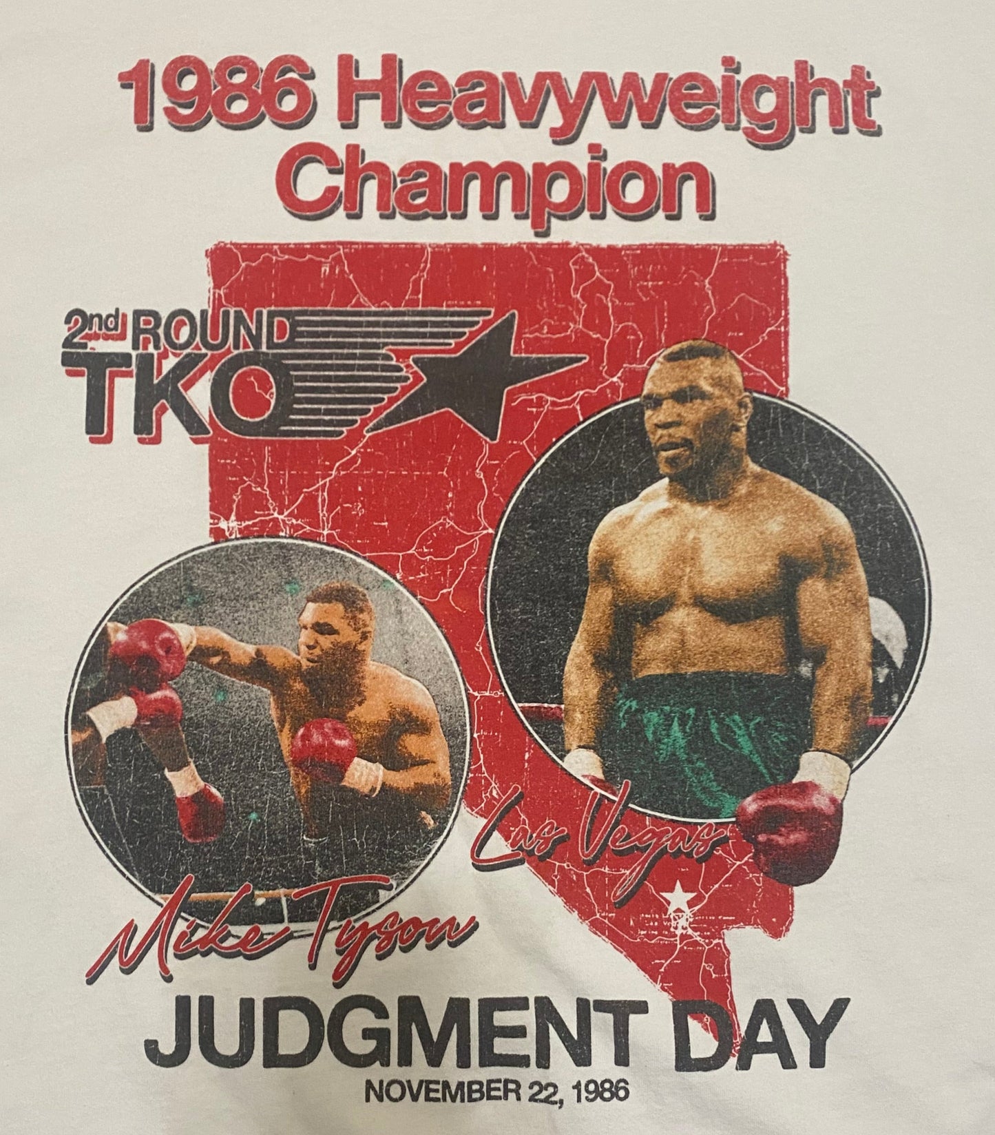 Mike Tyson Collection T-Shirt Extra Large White Heavyweight Champ Judgement Day 1986 Box-T