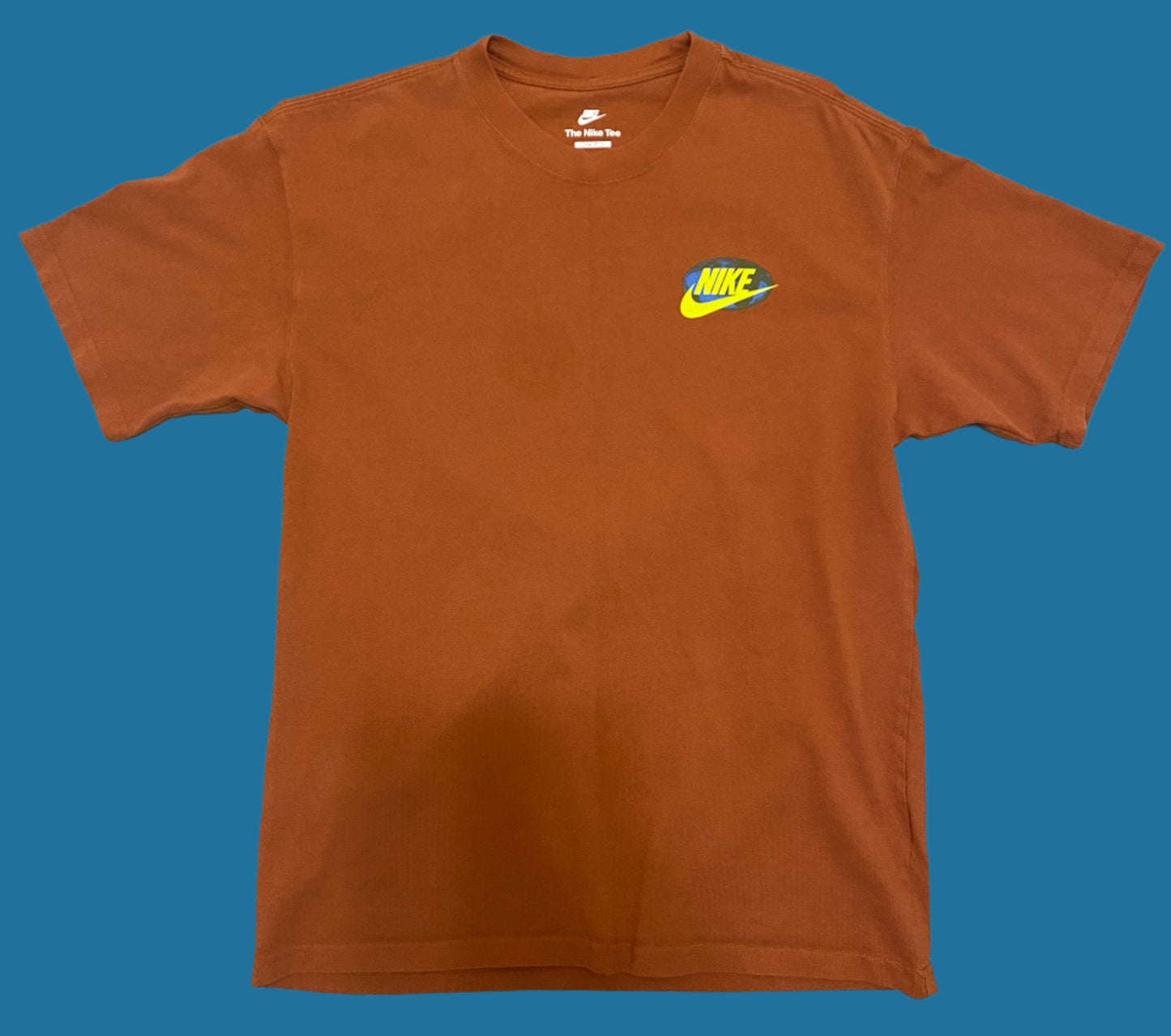 Nike Shirt Men's Medium Orange Loose Fit Play It Cool for Mother Earth Graphic Tee