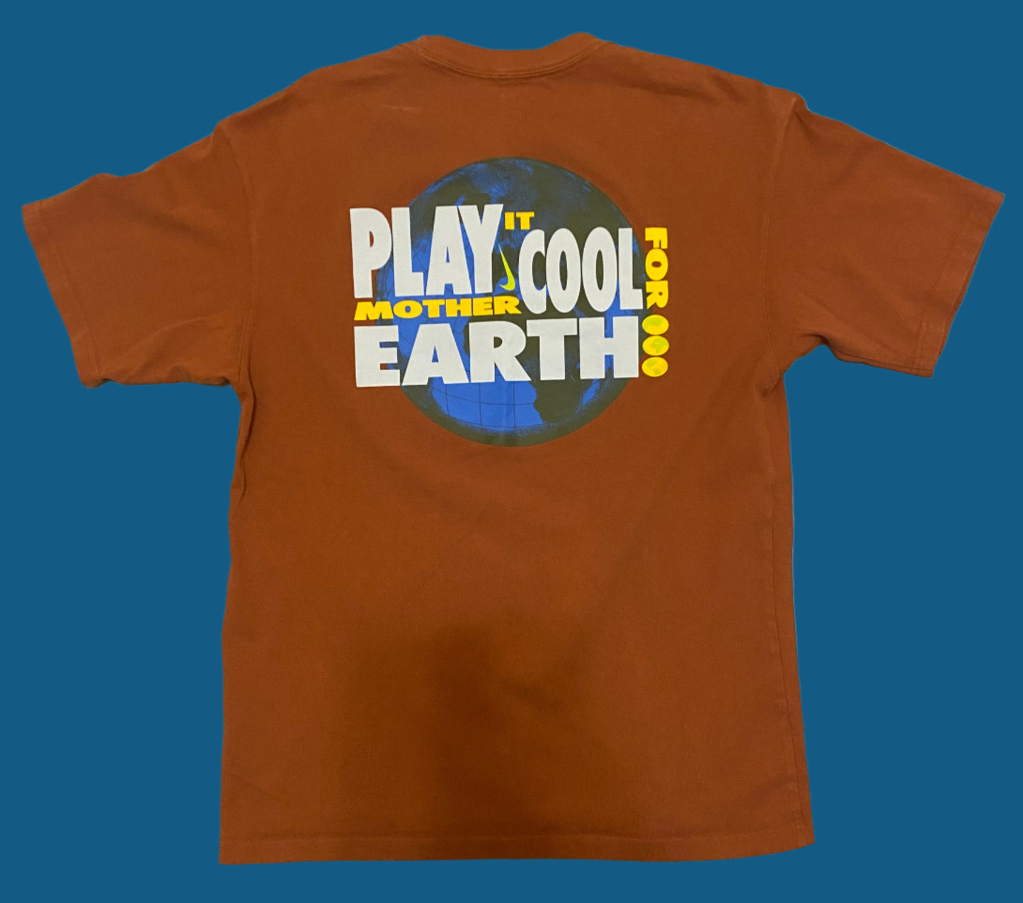 Nike Shirt Men's Medium Orange Loose Fit Play It Cool for Mother Earth Graphic Tee