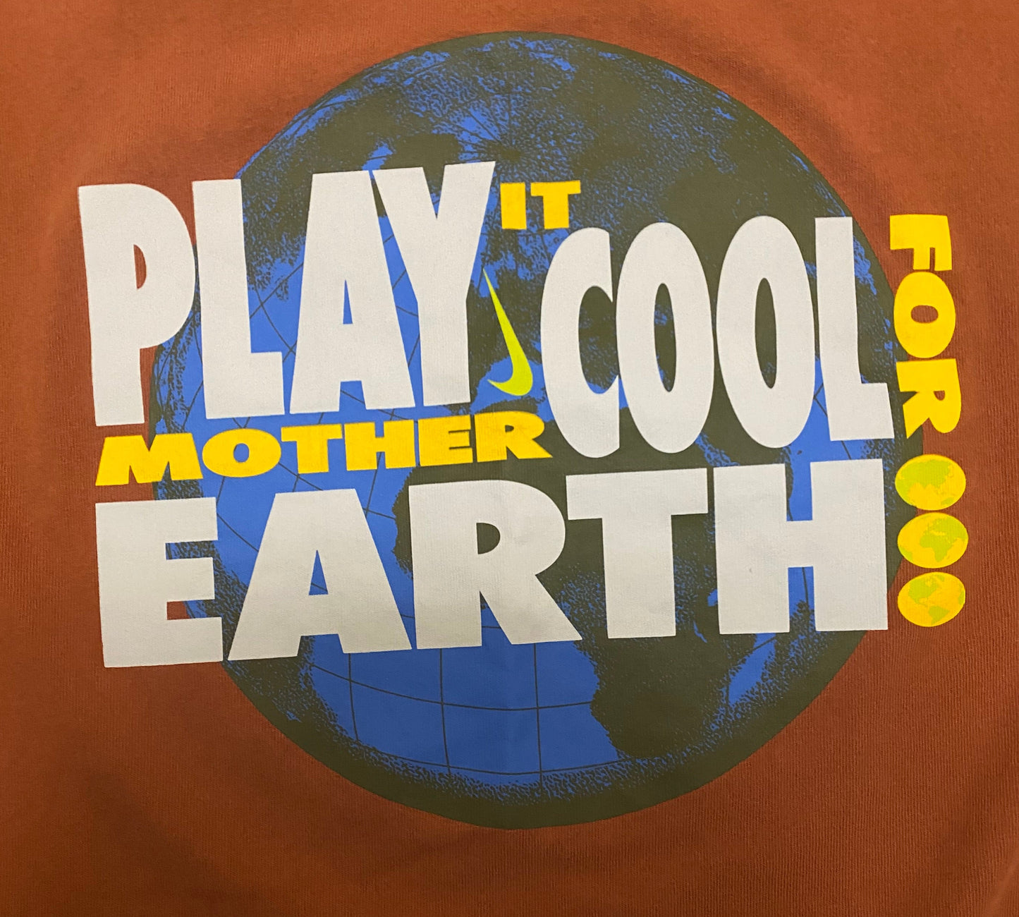 Nike Shirt Men's Medium Orange Loose Fit Play It Cool for Mother Earth Graphic Tee
