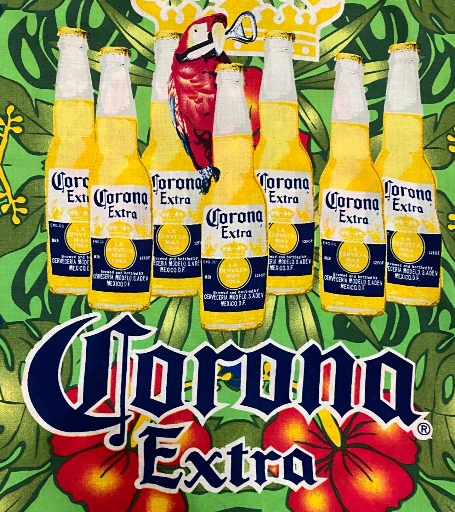 Corona extra shirt medium adult unisex button Down short sleeve polyester NEW