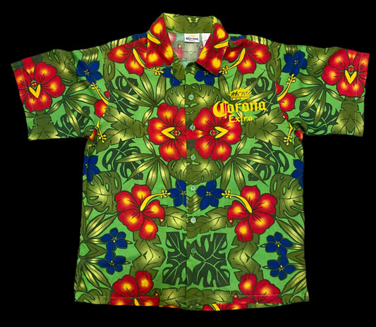 Corona extra shirt medium adult unisex button Down short sleeve polyester NEW
