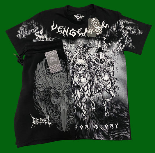 Eighty Eight Brand Medium T-Shirt & Medium Shorts Men's Black skull vengeance 2N1